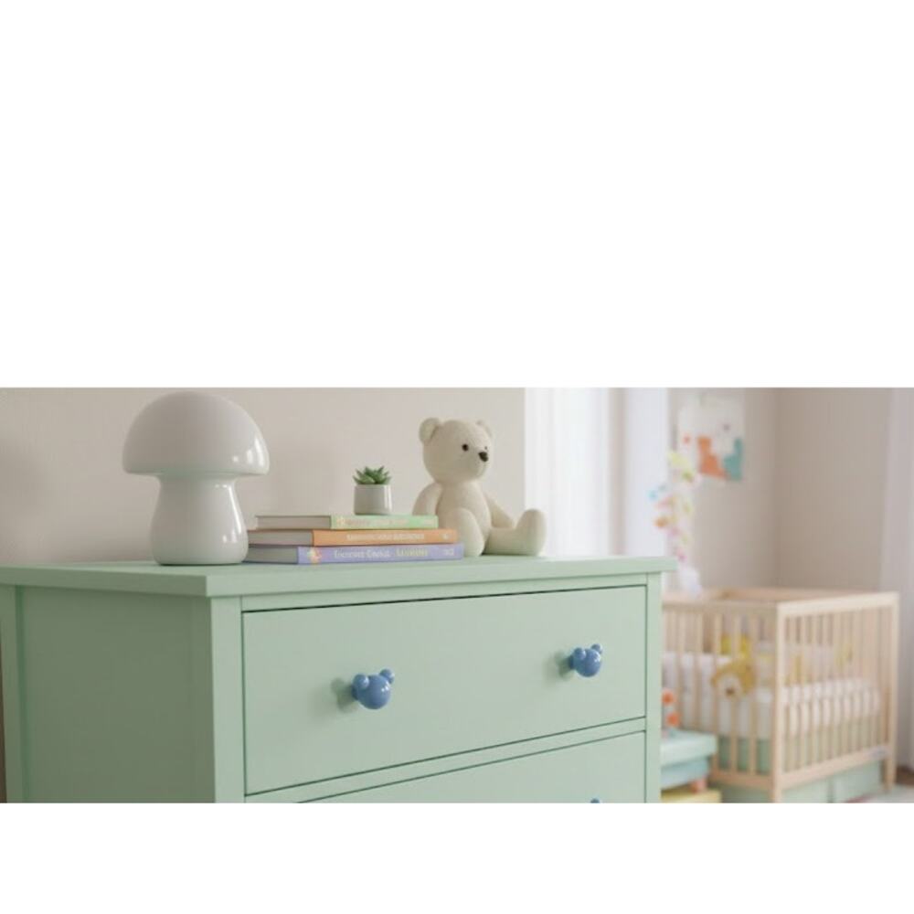 Ceramic Bear Drawer Knob Pull Handle Blue Nursery Kid Bedroom Furniture Hardware